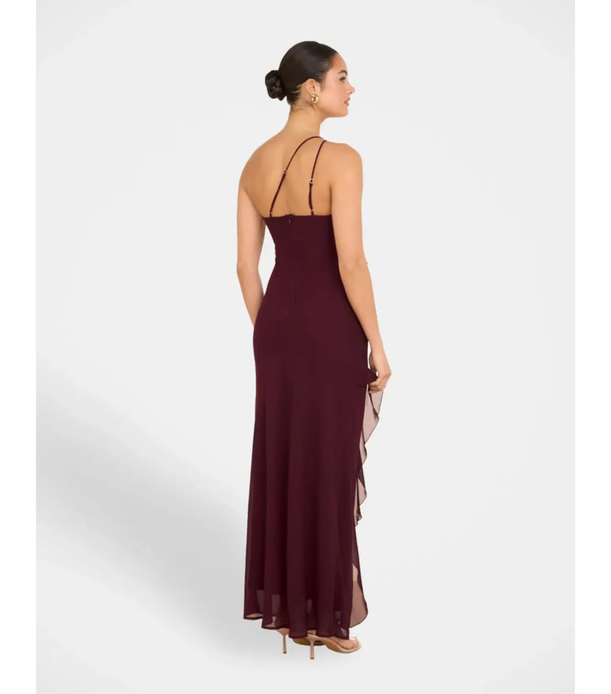 Pilgrim Dietrich One Shoulder Maxi Gown Burgundy Size AU 8 photo 4