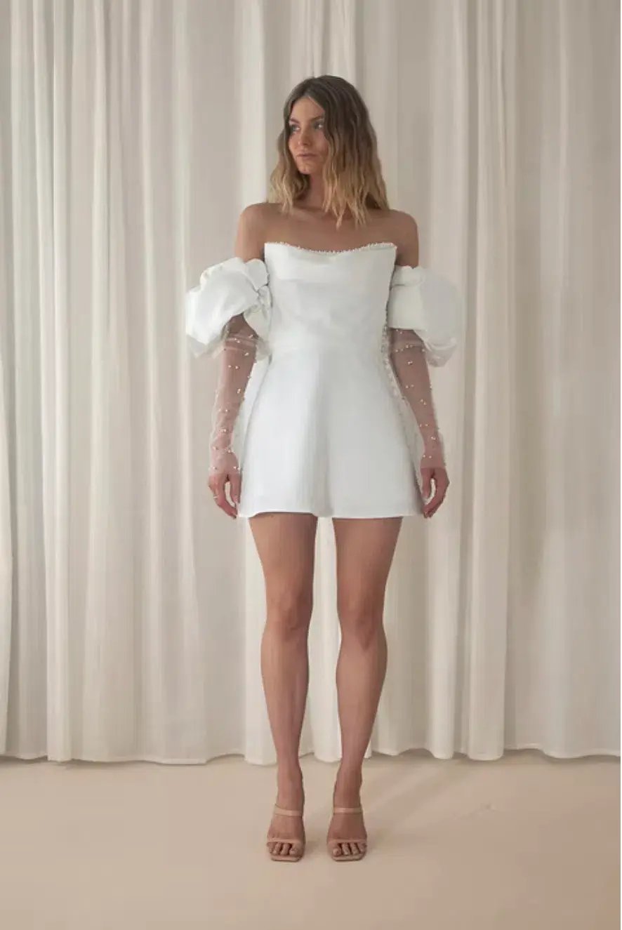 Aston Bridal Miranda Mini Dress White Size 8 photo 3