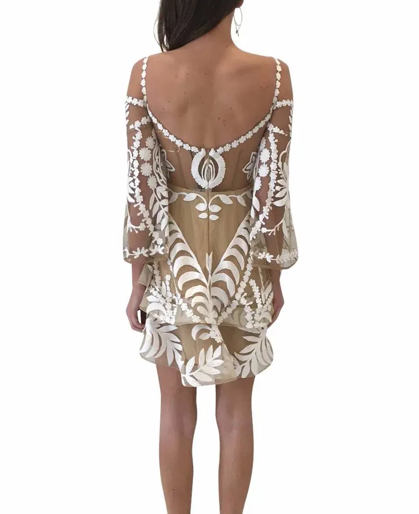 Thurley Poppy Fields Lace Mini Dress Ivory/Nude Size 8 photo 3
