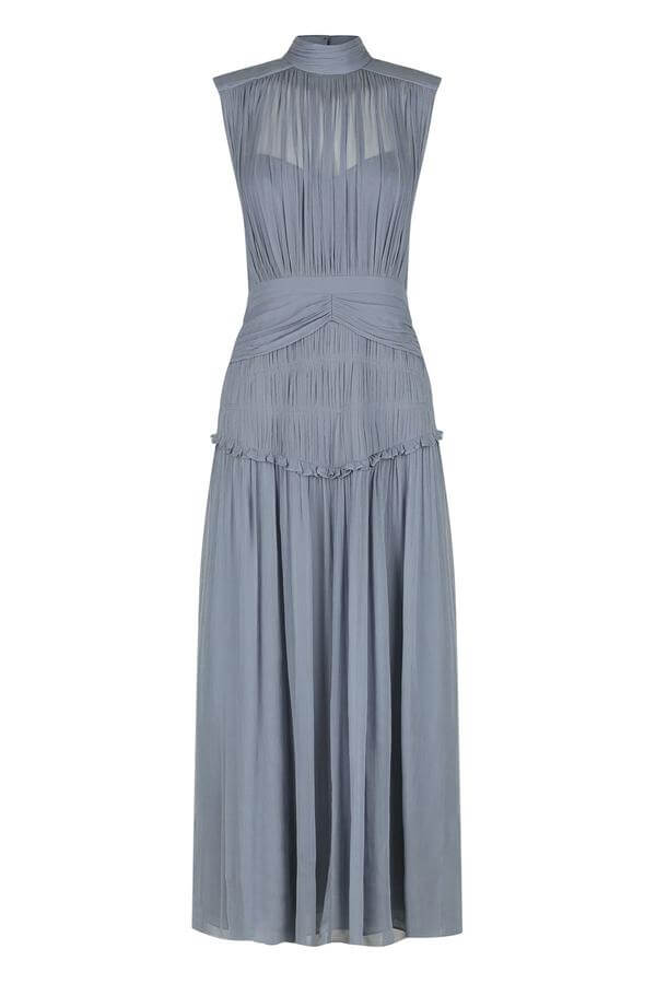 Shona Joy KAYLA HIGH NECK MIDI DRESS – BLUE SMOKE photo 2