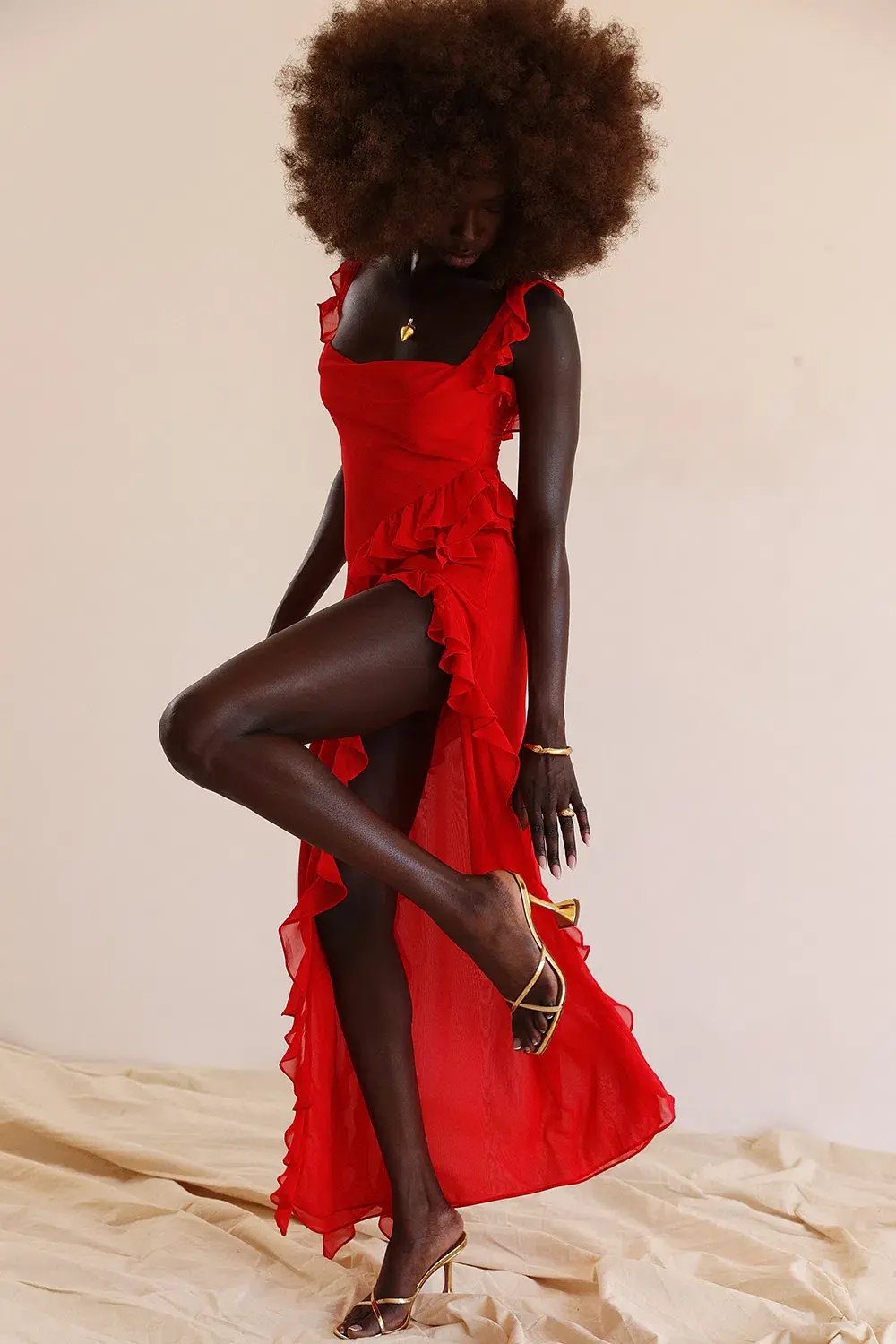 House Of CB Ariela Ruffle Maxi Dress Red Size XS / 6 photo 3