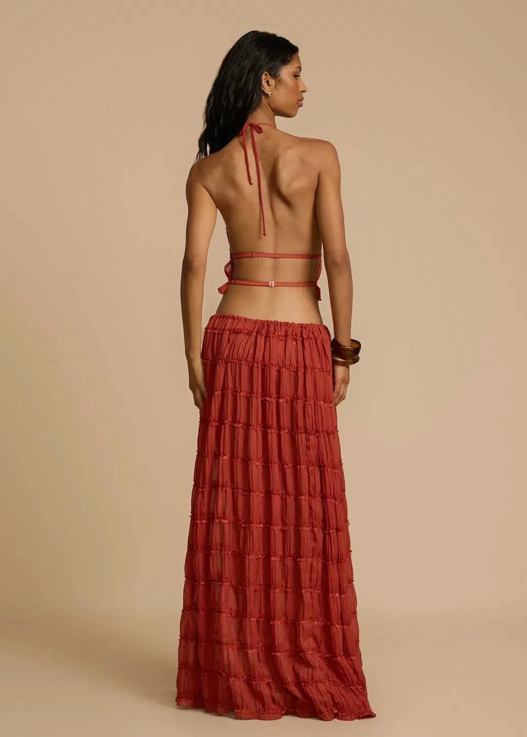 Arcina Ori Juliette Halter Top & Maxi Skirt Set Red Size S / AU 6-8 photo 11