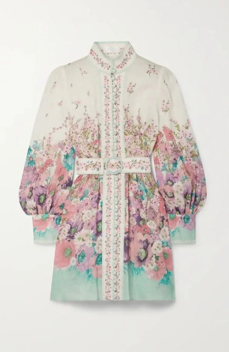 Zimmermann Jude Belted Floral-Print Linen Mini Dress Floral photo 3