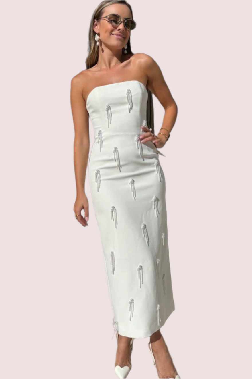 Odd Muse Embellished Midi Dress White photo 2