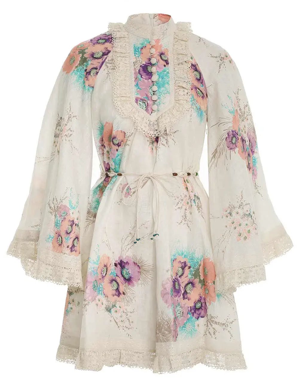 Zimmermann Jude Lace Trim Swing Dress Floral Size 1 / Au 10 photo 2