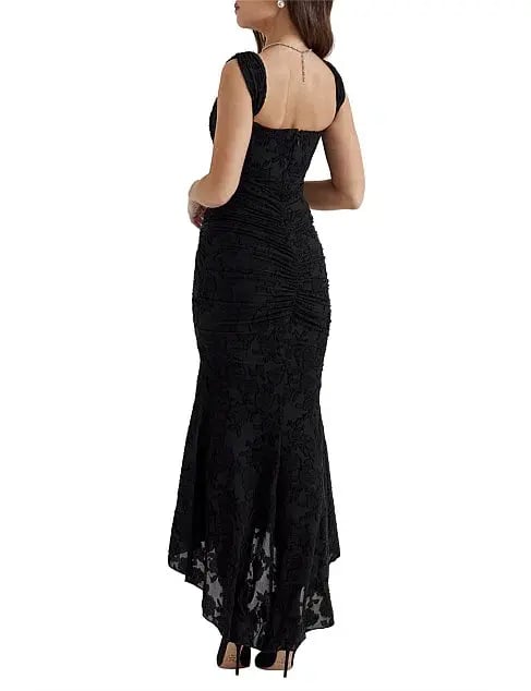 House of CB Cesca Corset Ruched Maxi Dress Black Size XS / AU 6 photo 2