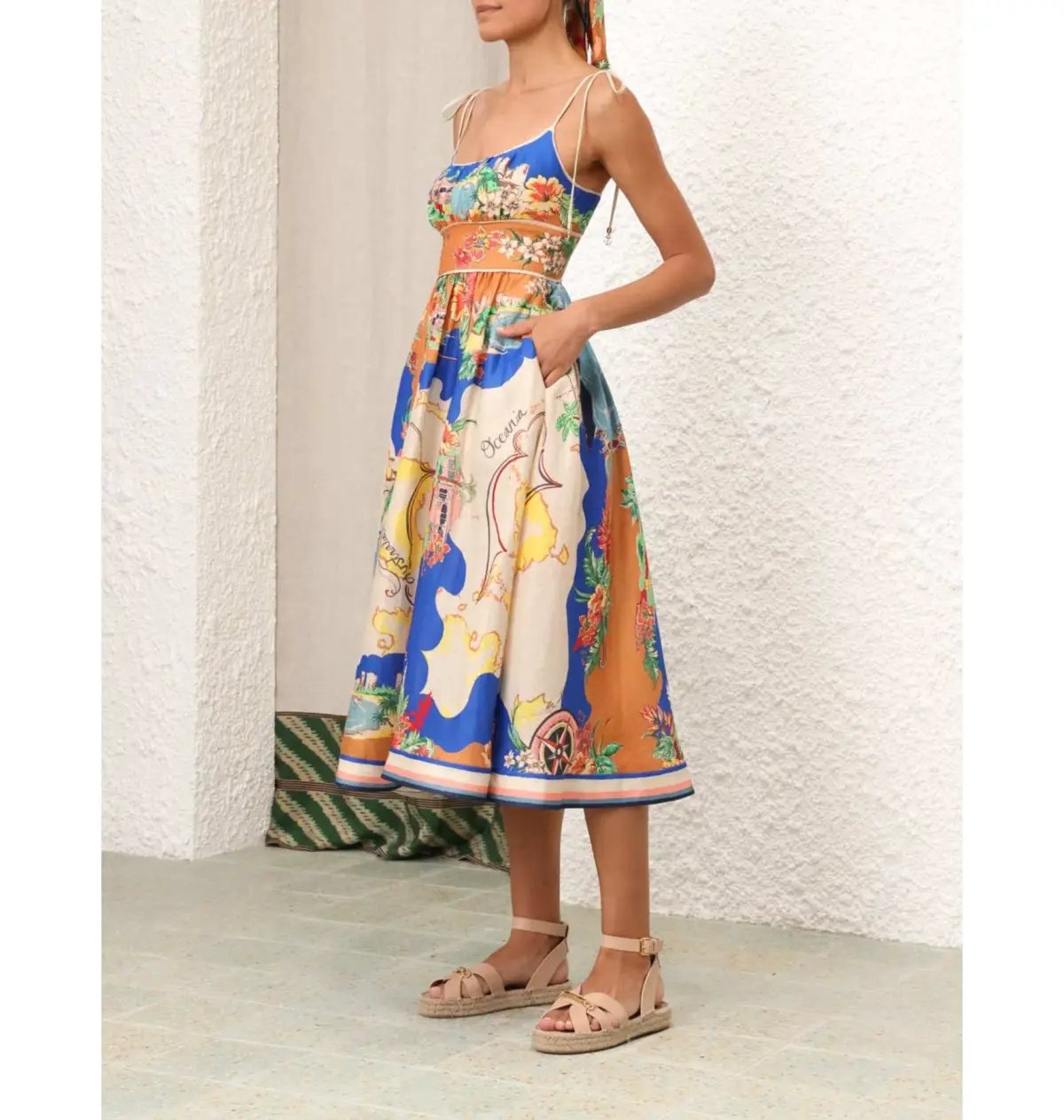Zimmermann Alight Picnic Midi Dress Nautical Map Print  Size 2 / AU 12 photo 2