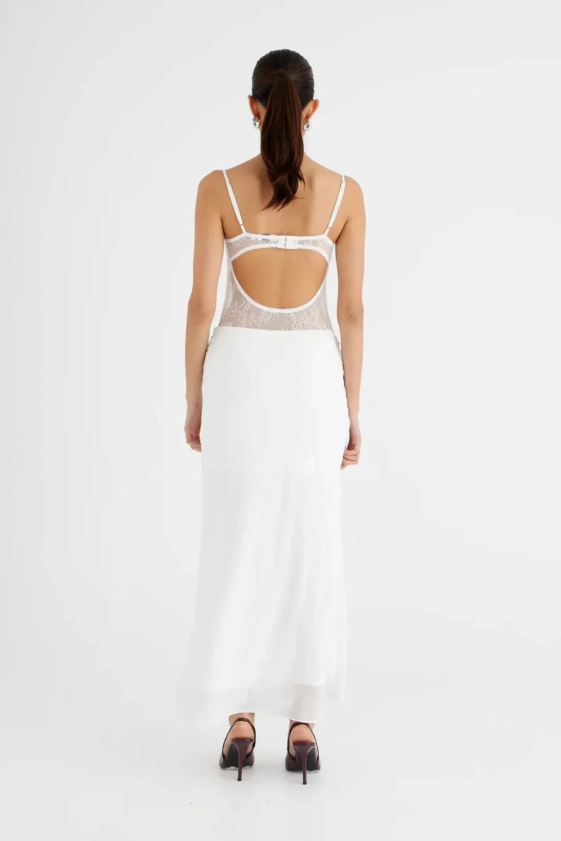 Benni Gabriel Maxi Dress White Lace Size 8 photo 3