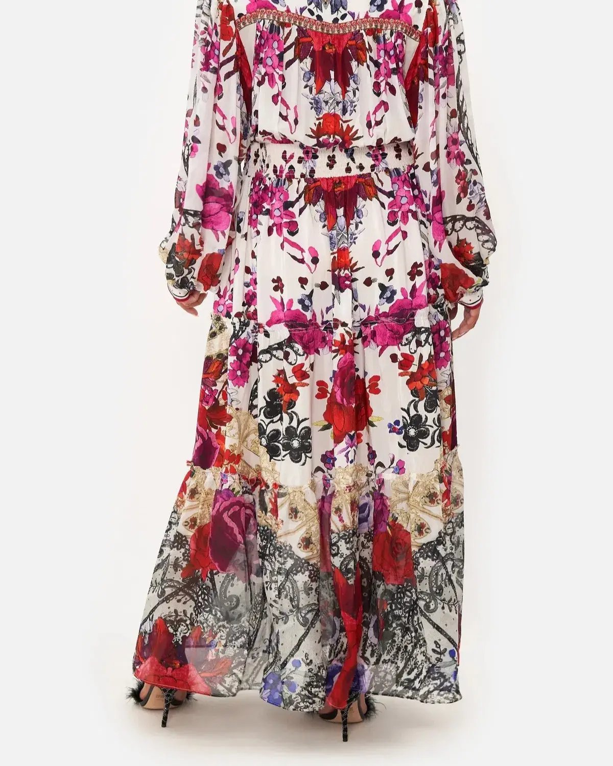 Camilla Button Through Tiered Maxi Dress Reign of Roses Print Size XL / AU 16 photo 6