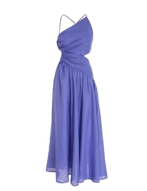 Zimmermann Tropicana Asymmetric Midi Dress Electric Blue Size 1/ AU 8 photo 3