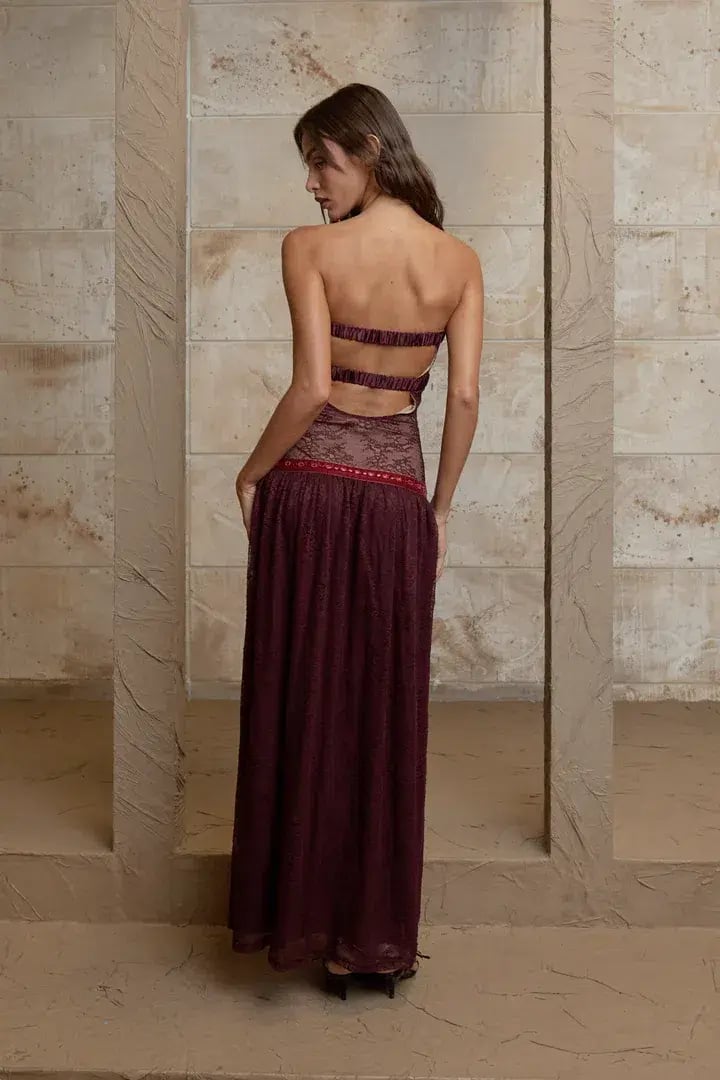 Fait Par Foutch Colette Dress Bordeaux Size S/AU 8 photo 3