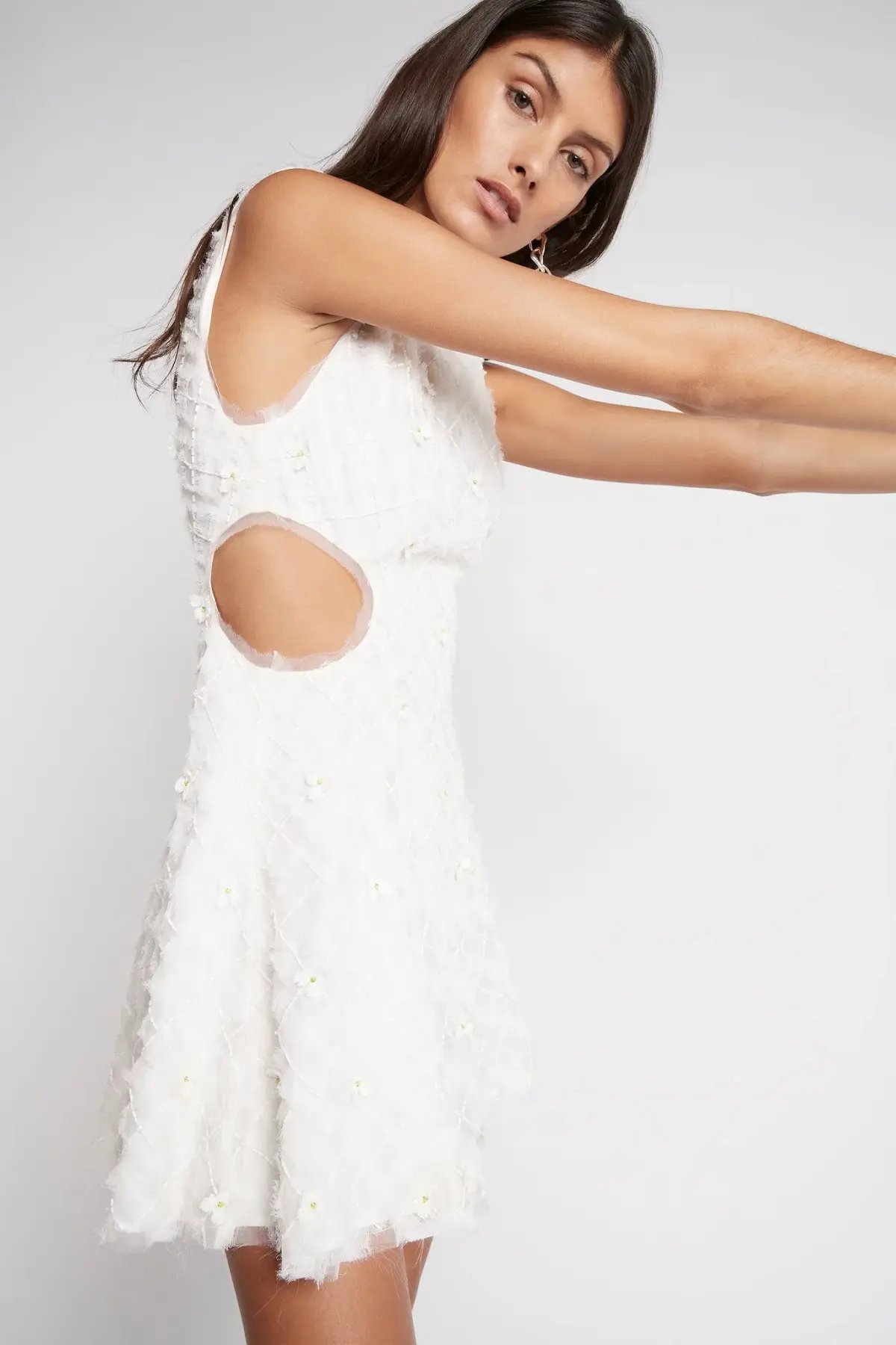 Aje Mirage Organza Cut Out Mini Dress Ivory Size 4 photo 4