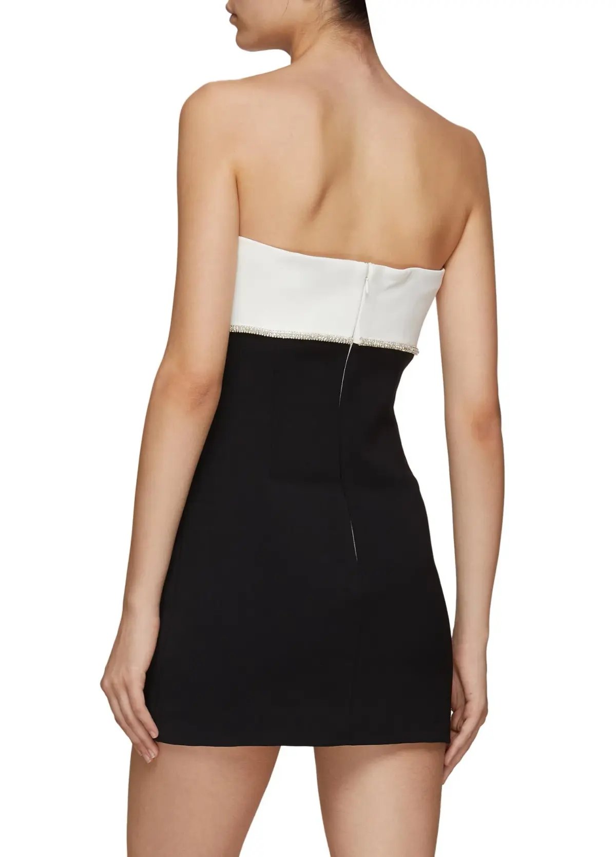 Self Portrait Crystal Embellished Bow Applique Mini Tube Dress Black/White Size 10 photo 3