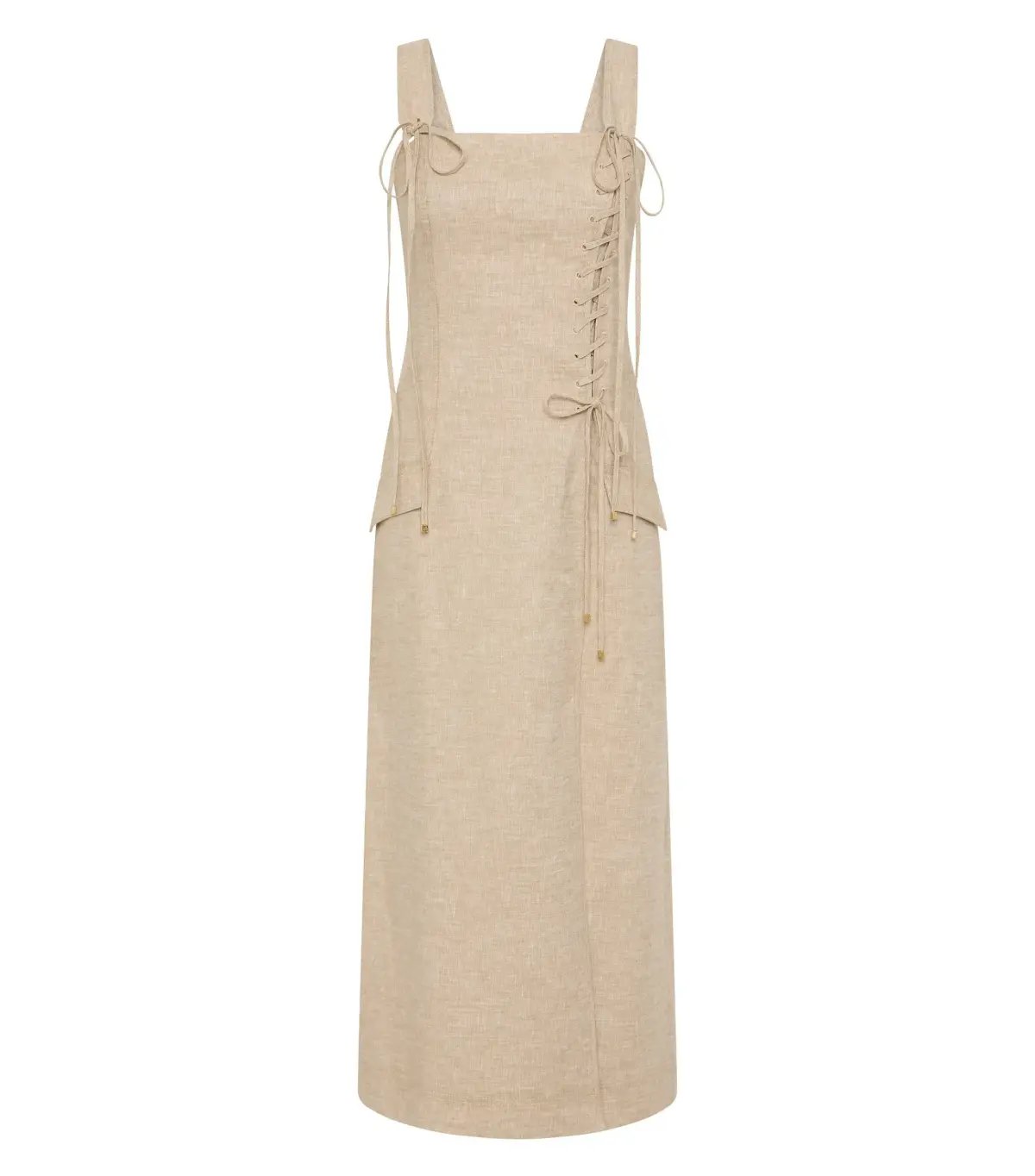 Aje Morgan Midi Dress Dune Beige Size 8/S photo 6