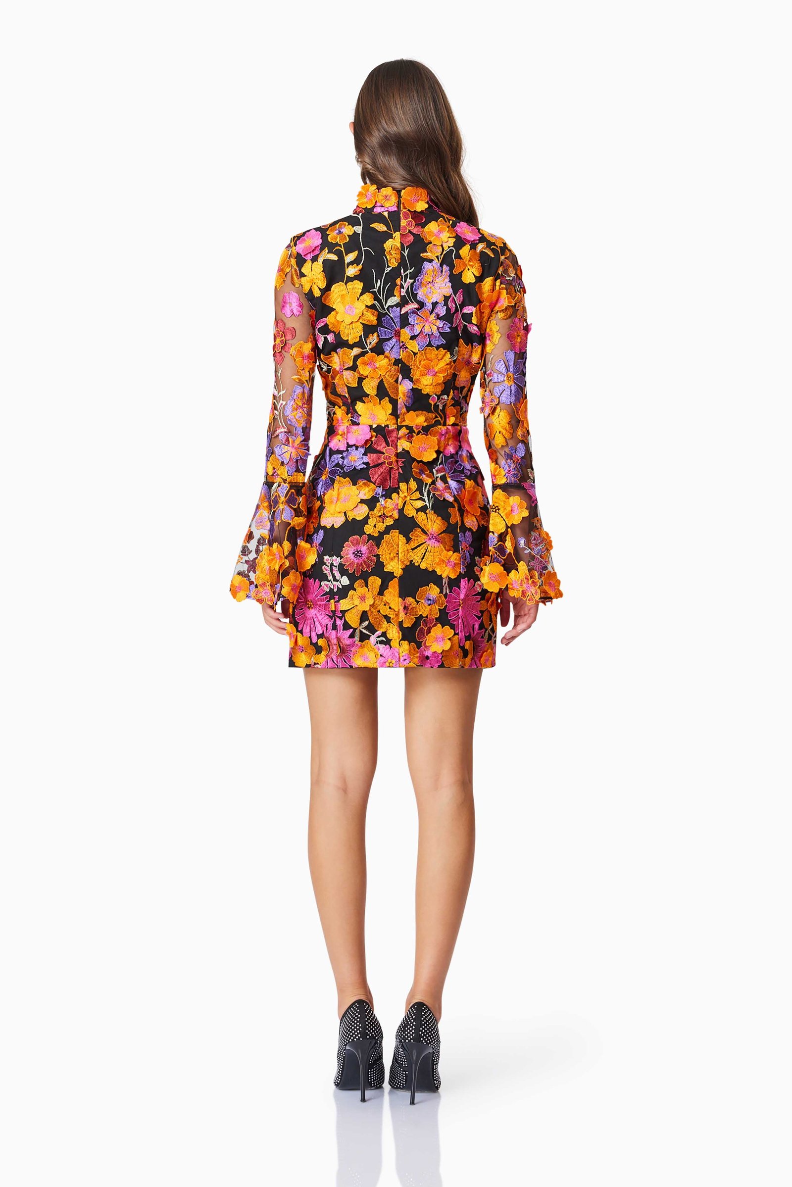 ELLIATT ALESSANDRA LONG SLEEVE MINI DRESS - ORANGE MULTI photo 3