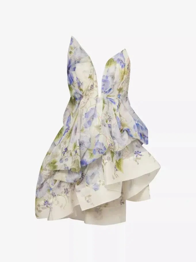Zimmermann Natura Draped Mini Dress Blue Floral Size 0 / AU 8 photo 10