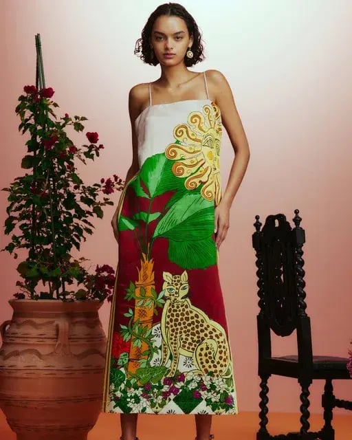 ALEMAIS Tiger Slip Midi Dress 10 photo 4