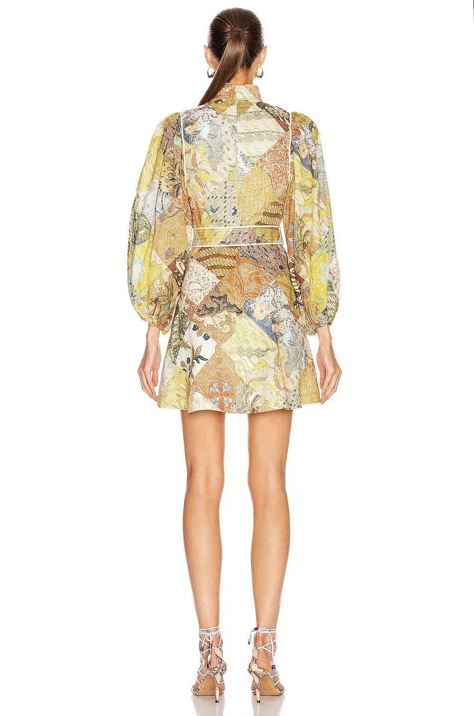 Zimmermann Brightside Belted Linen Mini Dress Print Size 8 photo 2
