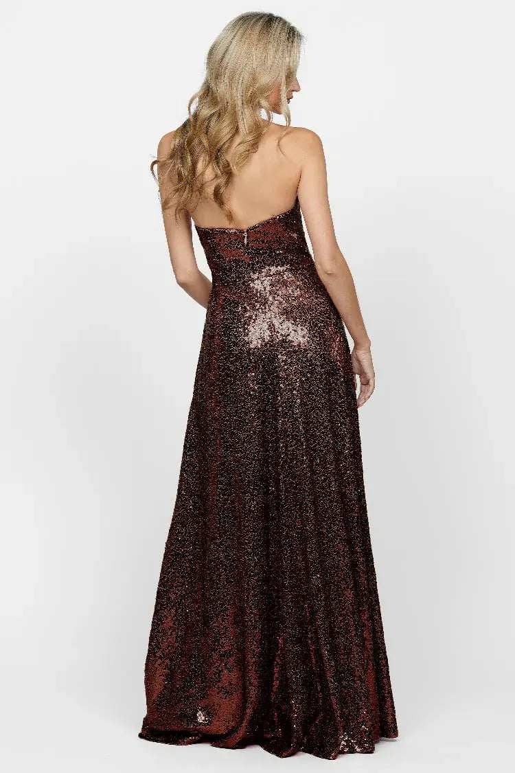 Bariano Miya Strapless Flowy A-line Dress Chocolate Size 10 photo 3