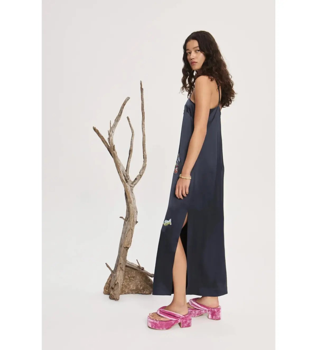 Alemais Fontaine Slip Midi Dress in Navy Size 6 photo 2