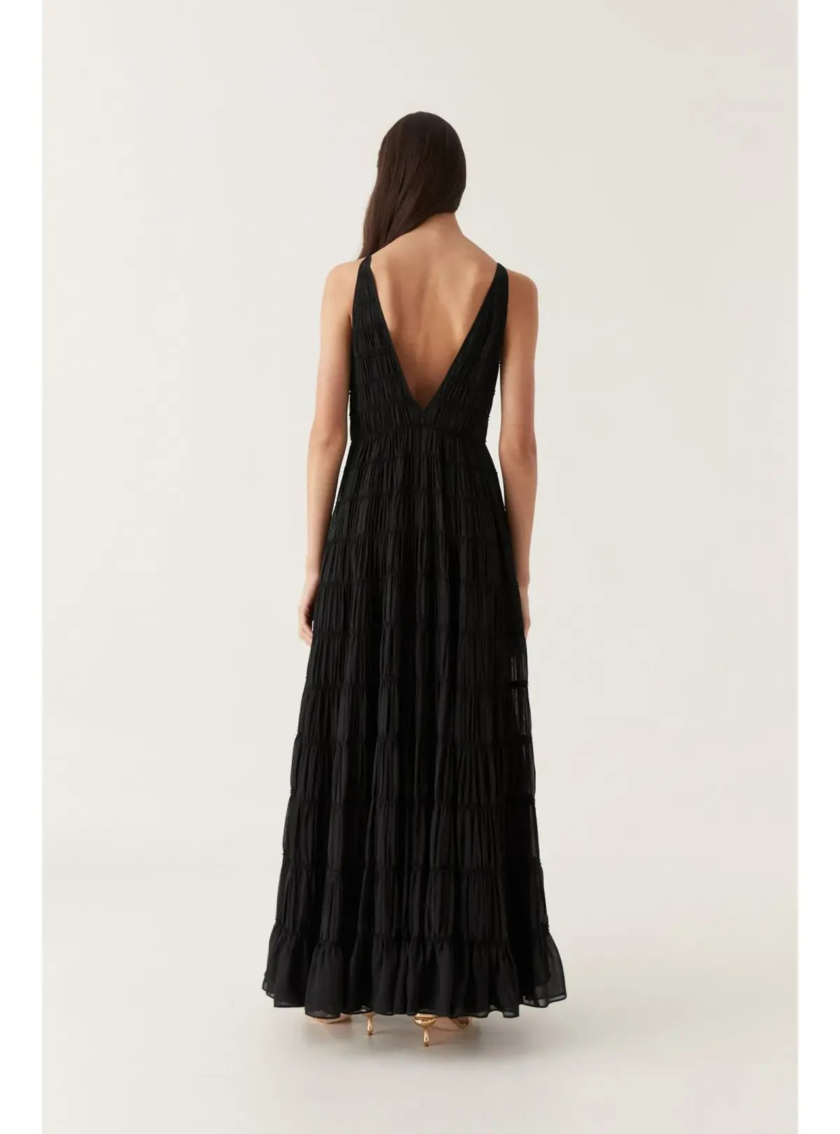 Aje Rosewood Ruched Maxi Dress in Black Size AU 12 photo 4