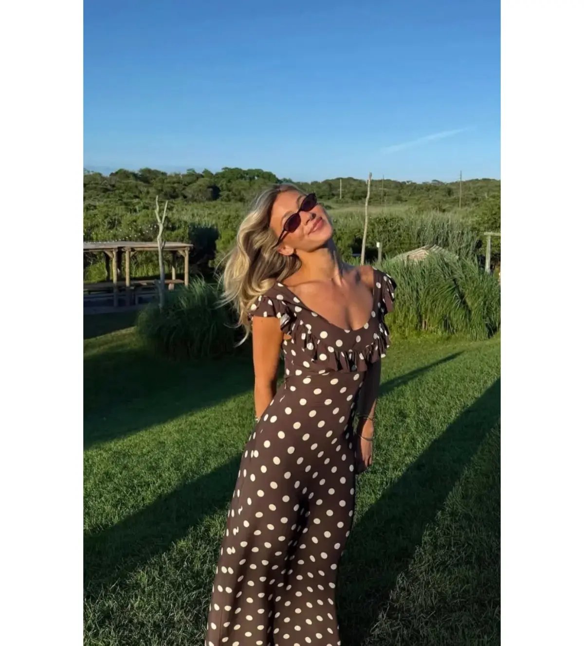 Design By Si Luna Dress Maxi Dress Brown Polka Size 6 photo 2