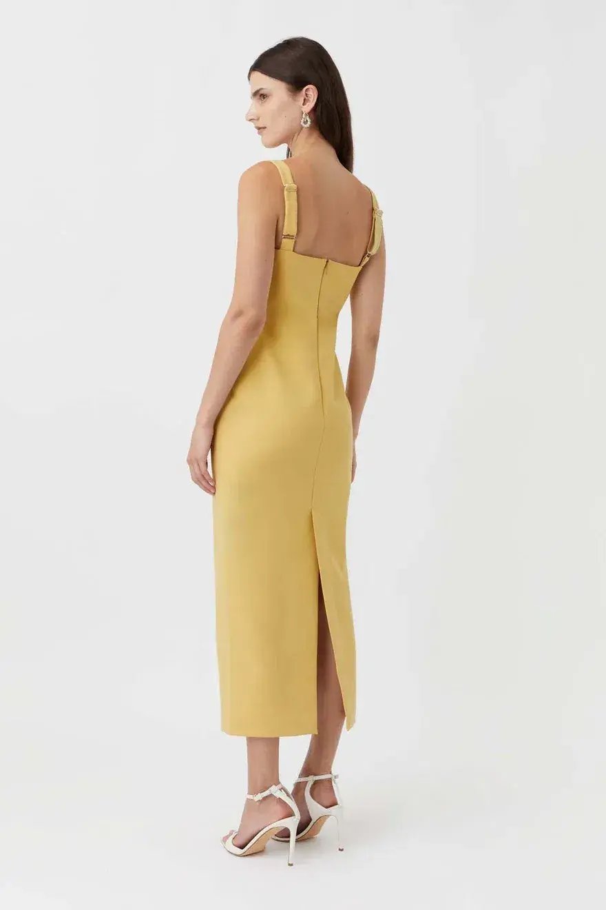 Camilla & Marc Brixton Midi Dress Mustard Yellow Size 8 photo 3