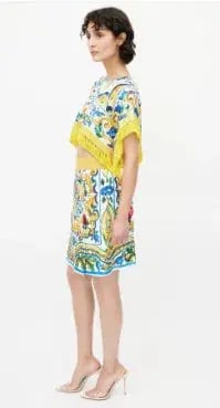 Dolce & Gabbana Crop Top and Mini Skirt Set Majolica Print Size 8 photo 2