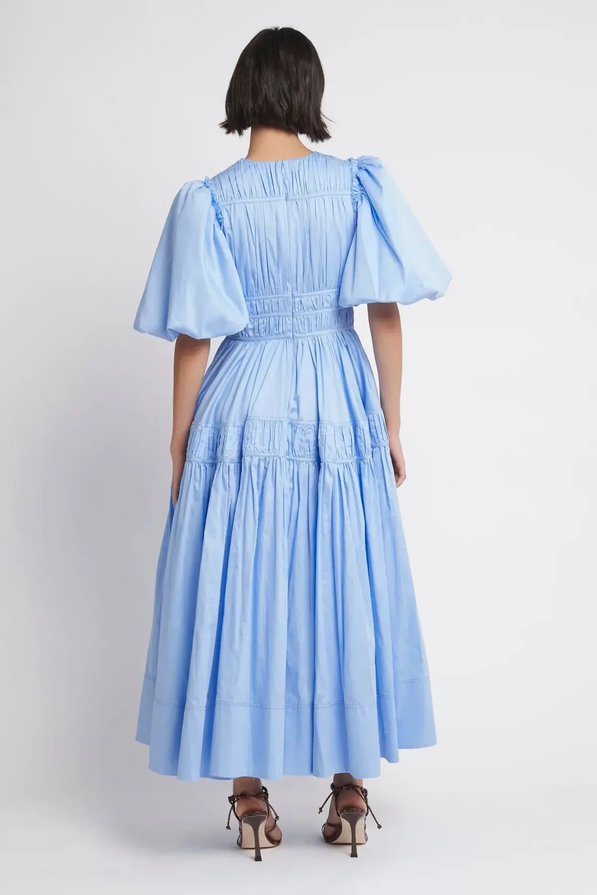 Aje Fallingwater Gathered Midi Dress Light Blue Size 8 photo 2