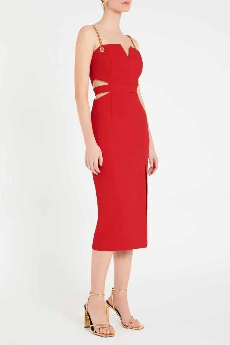Rebecca Vallance Scarlett Chain Midi Dress Red Size 8 photo 2