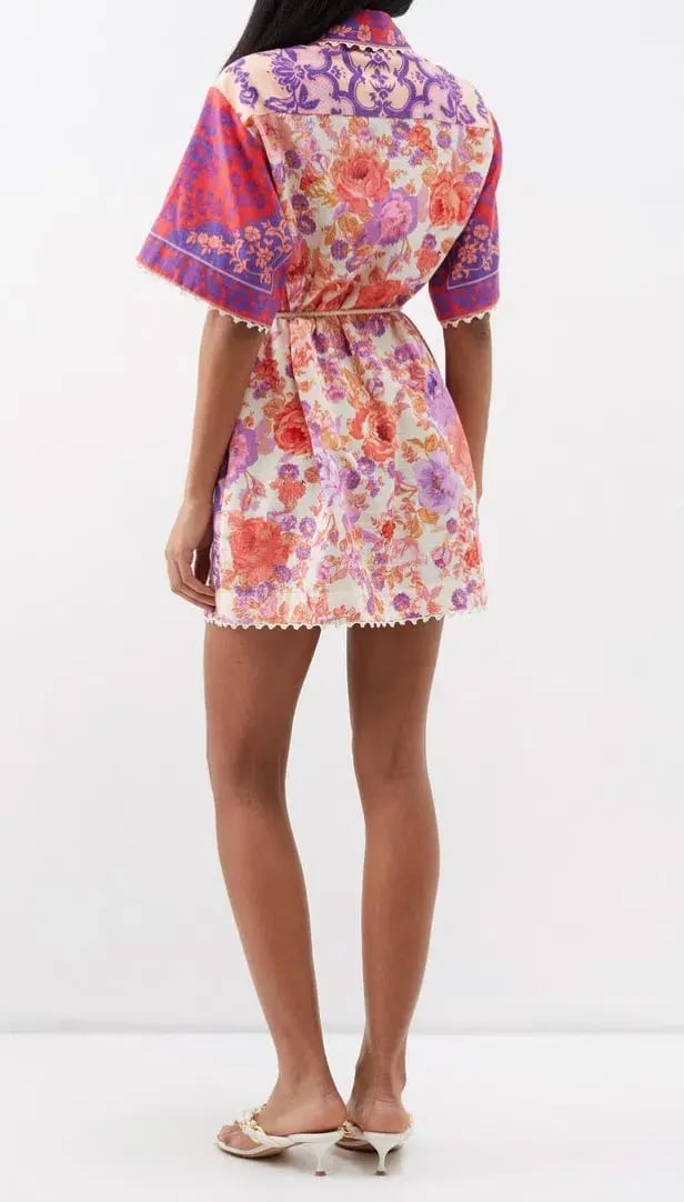 Zimmermann Raie Trimmed Shirt Dress Floral Size 0 / Au 8 photo 5