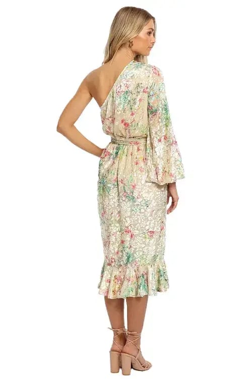 Hemant & Nandita Zaina Midi Dress Cream Multi Print Size AU 10 photo 3
