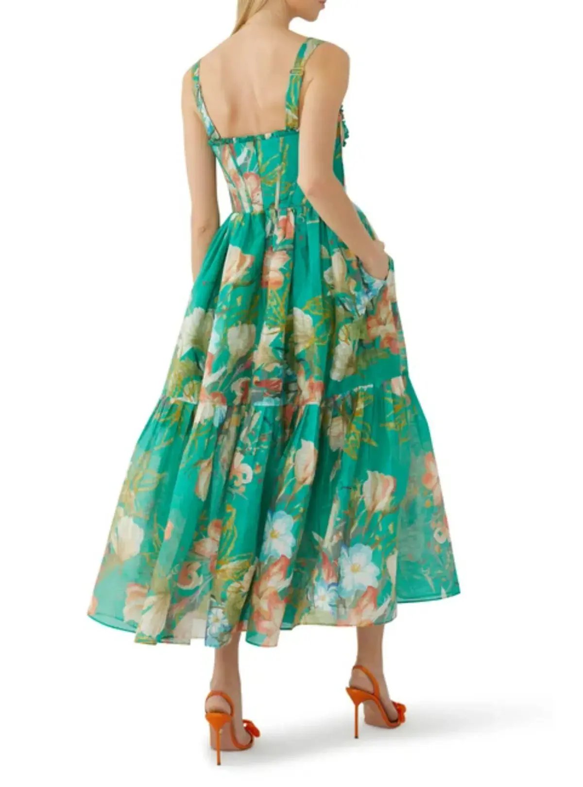 Leo Lin Rose Bustier Midi In Verdant Print Size 12 photo 2