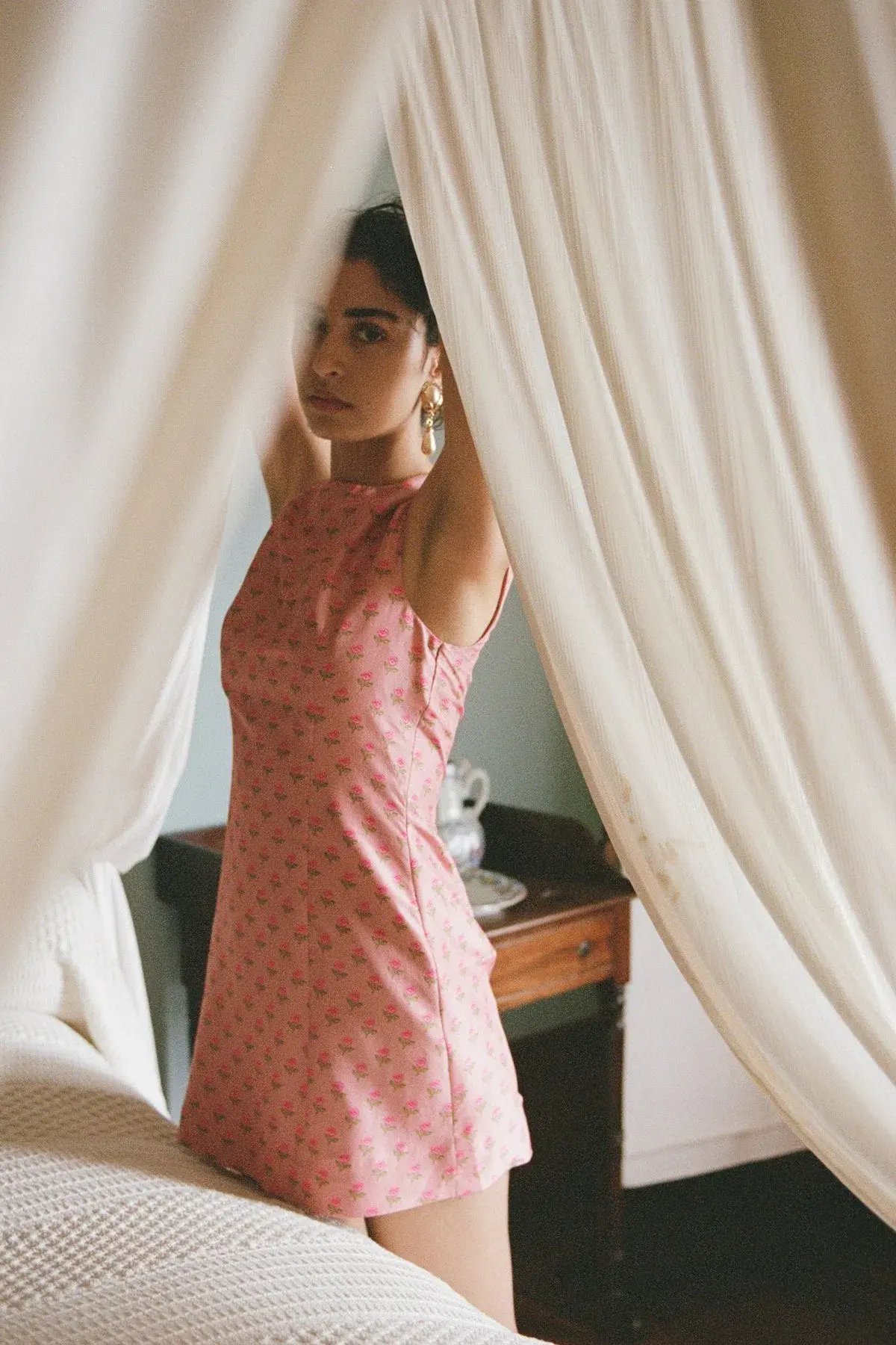 Lovaan Harper Rose Dress Silk Tiny Rose Print Size 8 photo 4