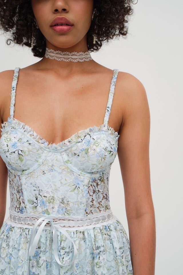 FOR LOVE & LEMONS CECEILA LACE MAXI DRESS - BLUE photo 3