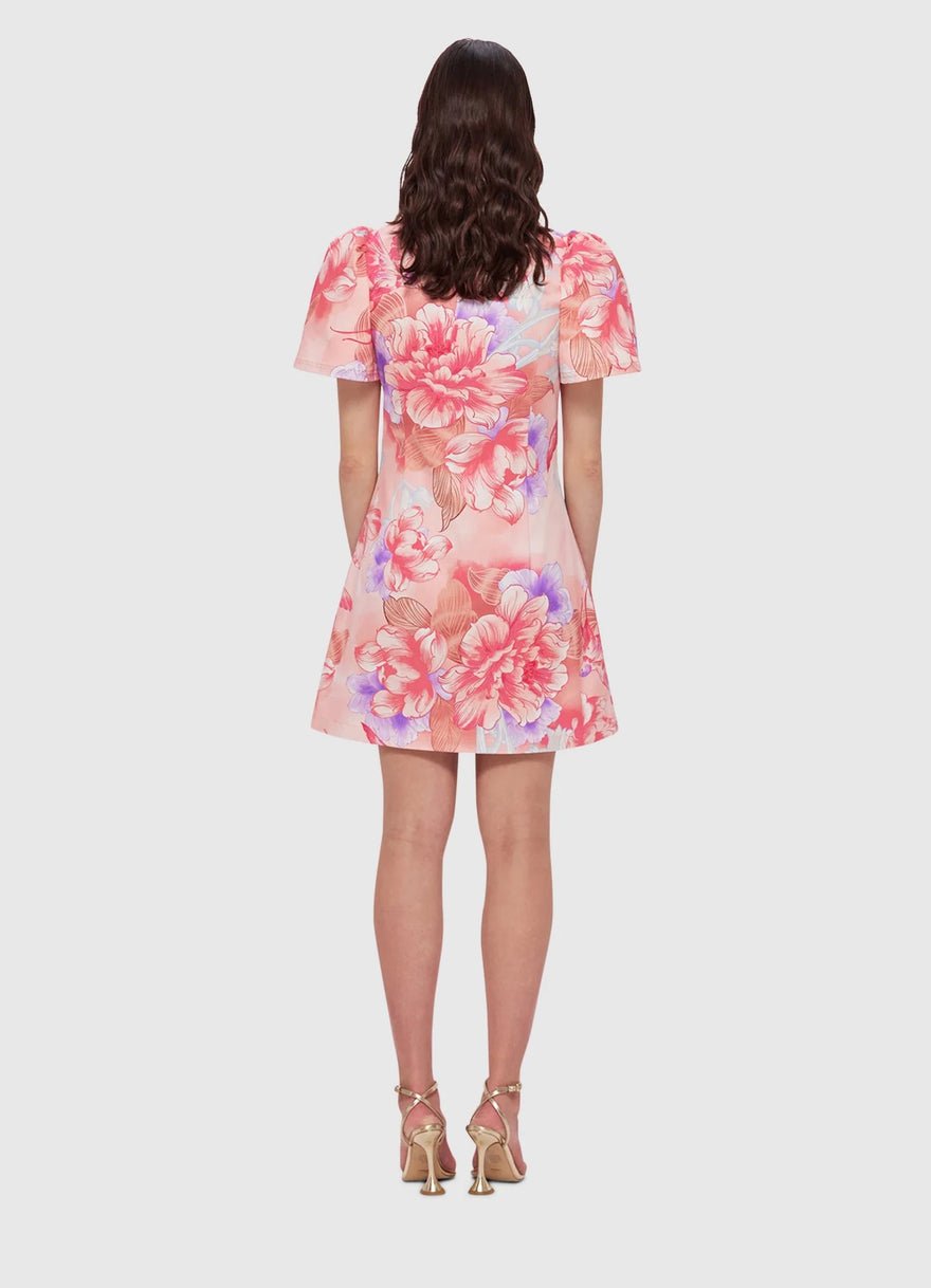 Leo Lin Brooke Shirt Sleeve Mini Dress - Swallow Print In Lush photo 5