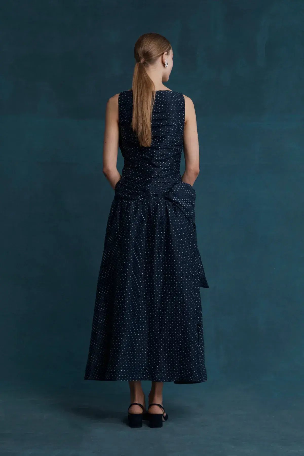 Lovaan Ophelia Dress Silk/Linen Royal Dot Size 10 photo 3