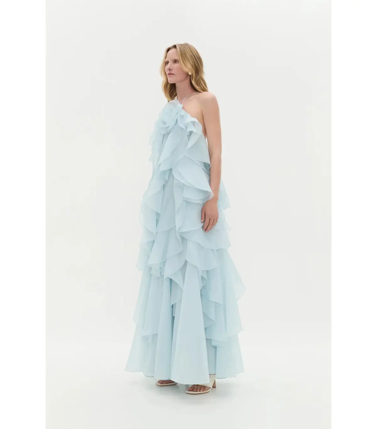 Aje Pandorea Layered Maxi Dress Silver Blue Size AU 10 photo 2