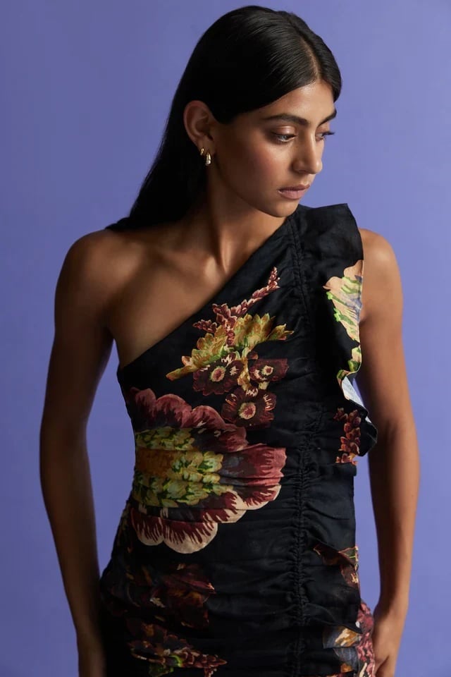 Antipodean Clementine One Shoulder Mini Dress in Onyx photo 4