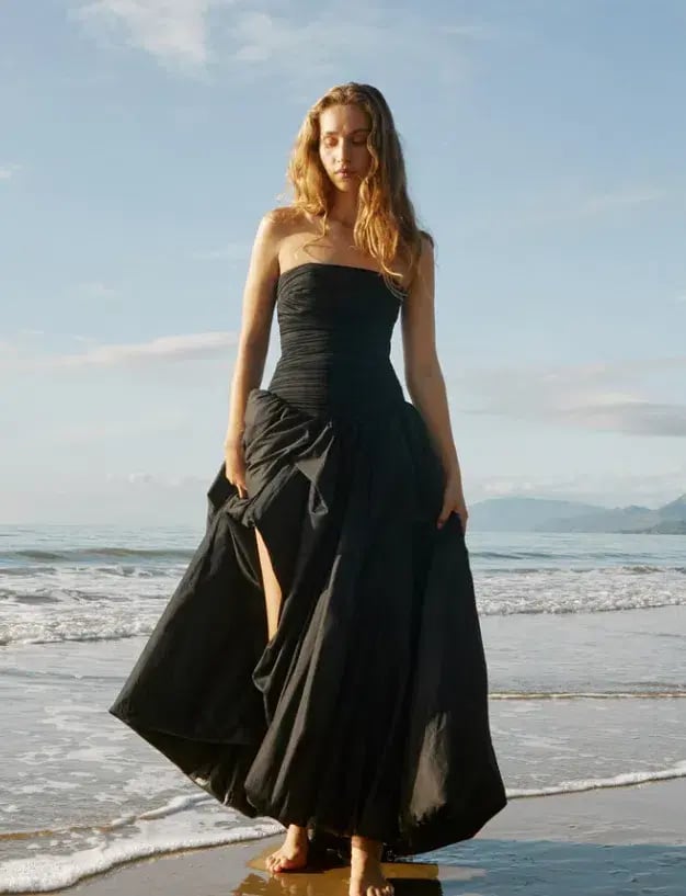 Aje Violette Bubble Hem Maxi Dress Black Size AU 6 photo 5