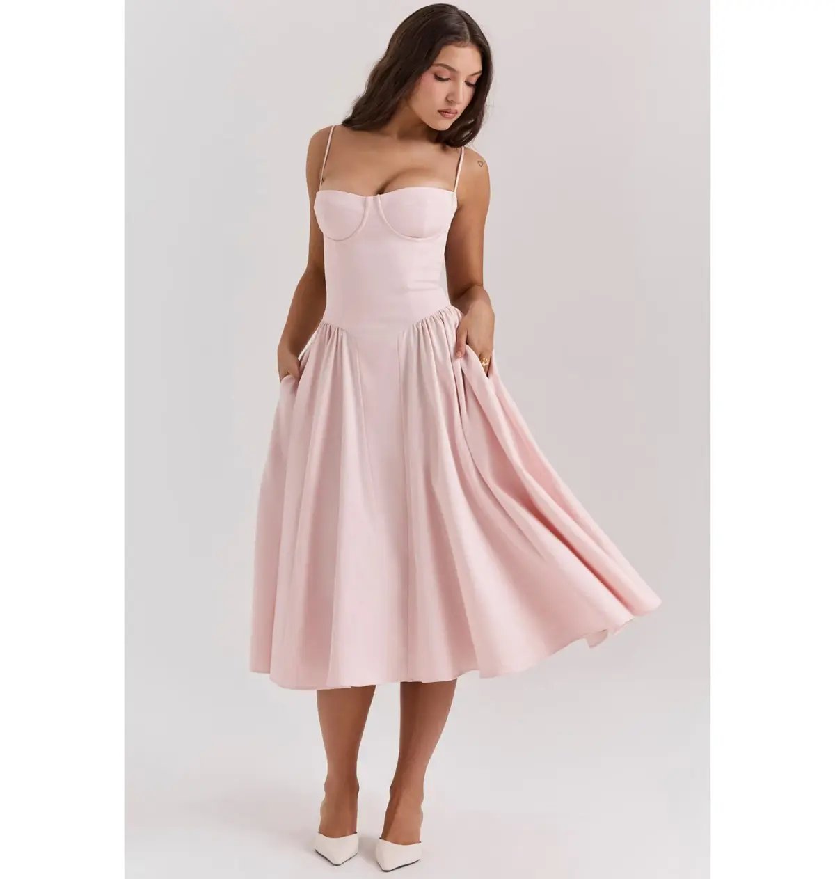 House Of CB Samaria Corset Midi Dress Ballerina Pink Size XS / AU 6 photo 2