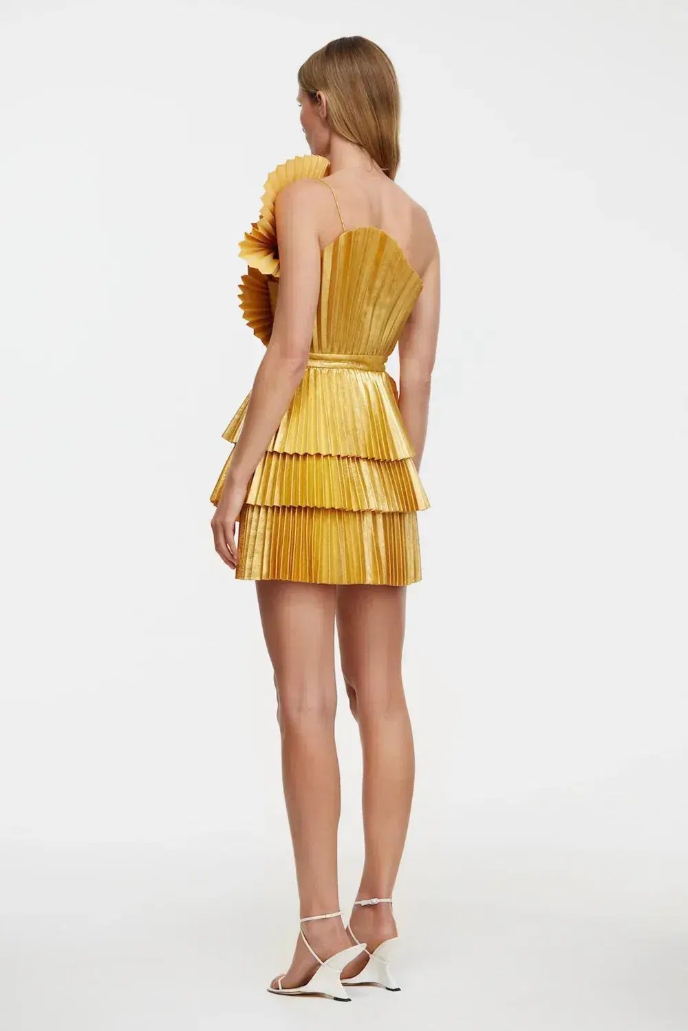 Acler Abbotsford Mini Dress Honey Gold Metalic Size 6 photo 3