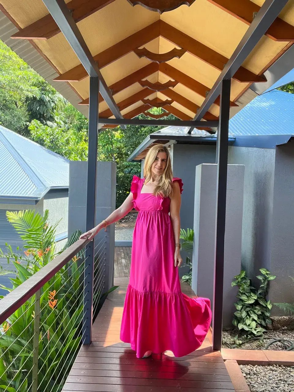 Self-Portrait Ruffled Cotton Poplin Maxi Dress in Pink Size 12 photo 4