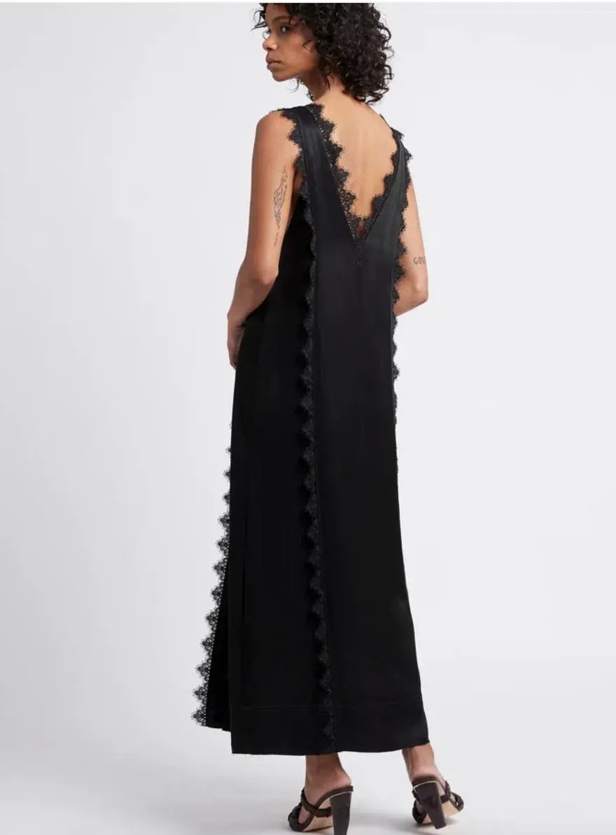 Aje Veil Slip Lace Silk Dress Black Size 10 photo 2