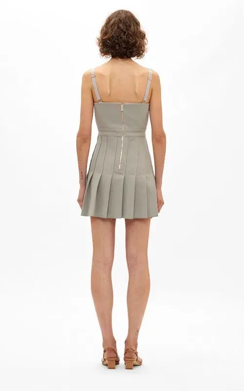Dion Lee Column Pleated Mini Dress Grey Size 8 photo 2