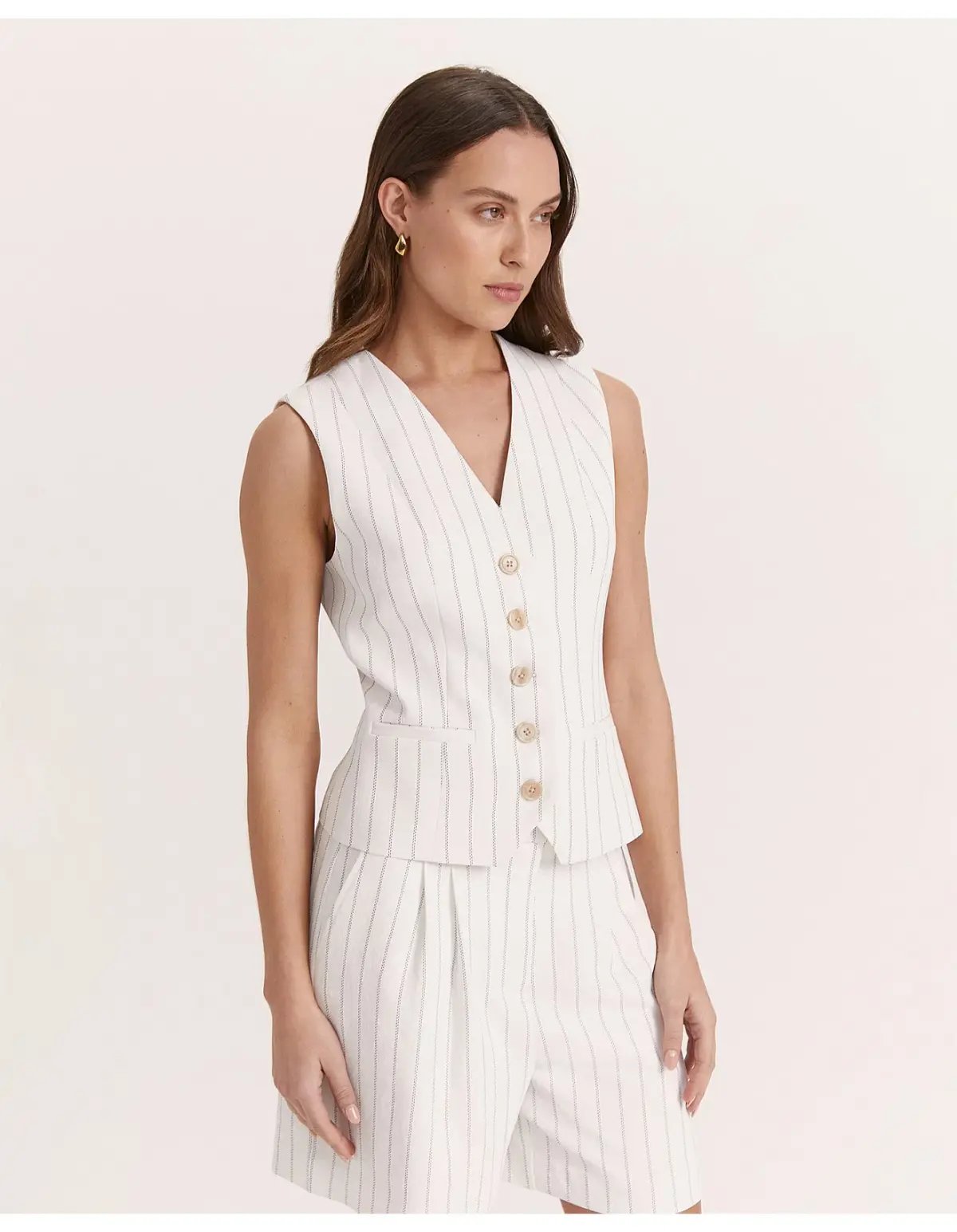 Saba Dharma Pinstripe Vest White Size AU 4 photo 2
