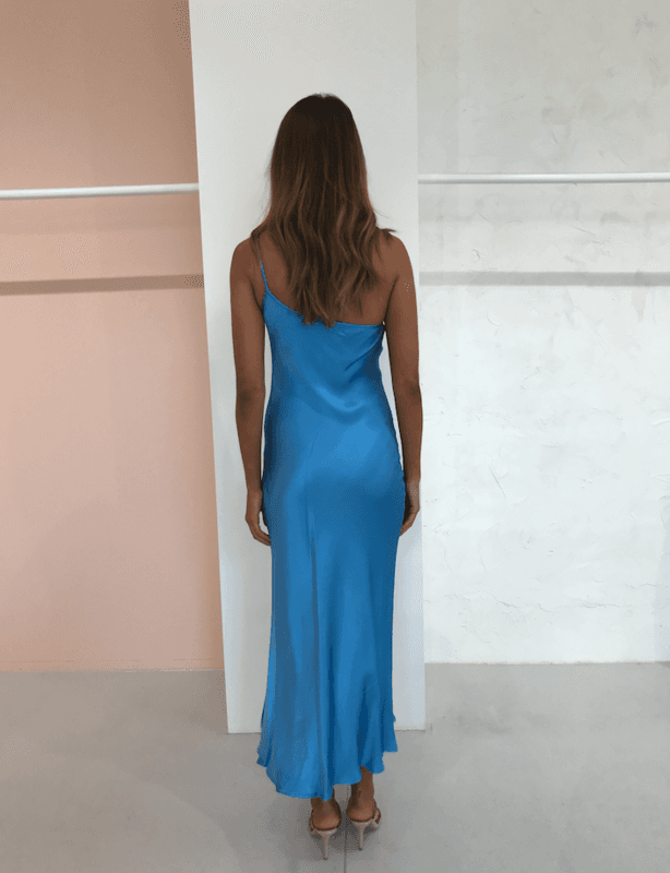 Bec & Bridge Frederic Asym Midi Dress Azure Blue Size 14 photo 4