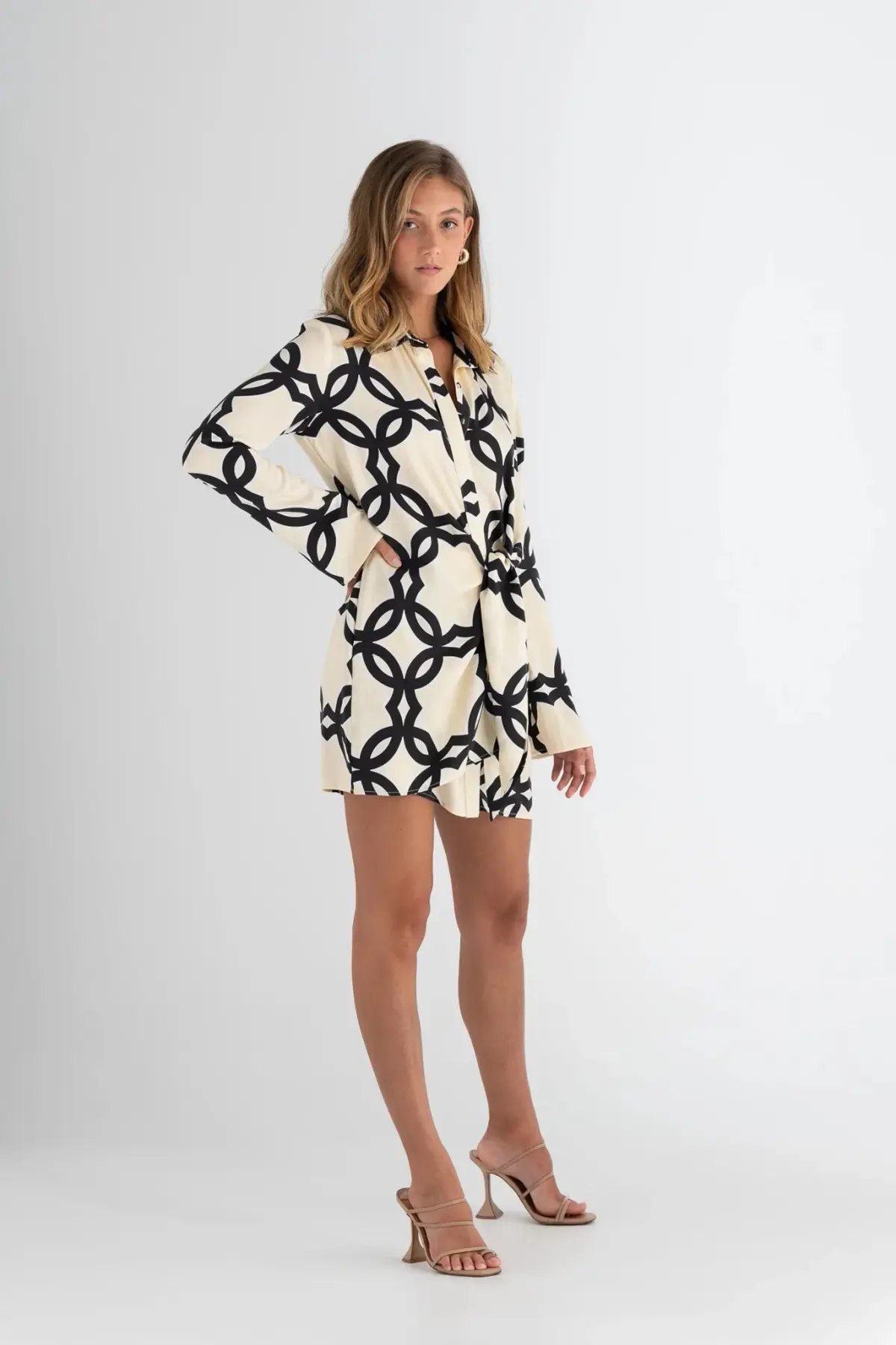 Pasduchas Covert Shirt Mini Dress Quatrefoil Print Size 14 photo 5