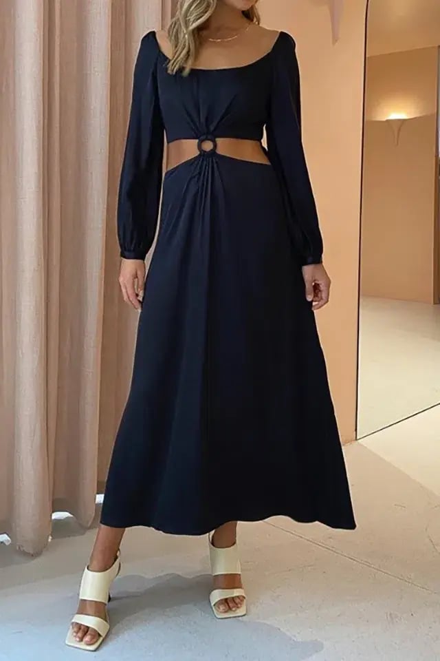 Ginia Sabrina Long Sleeve Dress Black Size 10 photo 2