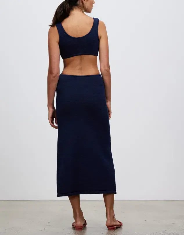 Cult Gaia Bank Cut Out Knit Maxi Dress in Ink Blue Size S / AU 8 photo 4